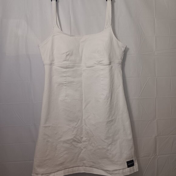 CALVIN KLEIN JEANS STRAPPY SIDE-ZIPPER DENIM DRESS - Picture 12 of 13